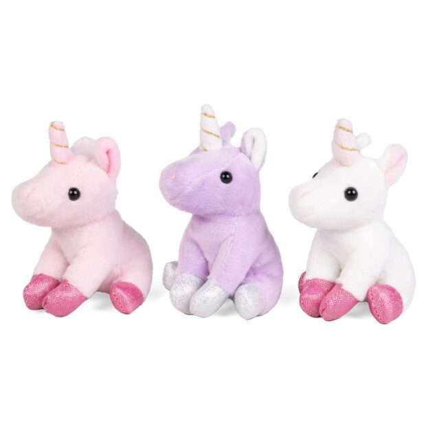 Little unicorn soft toy from living nature with sparkly hoofs and embroidered horns. Approximately 12 cm tall and suitable from birth.