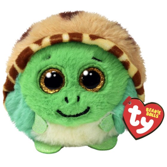 Small green fluffy turtle from ty beanie puffies. Approximately 7 cms.